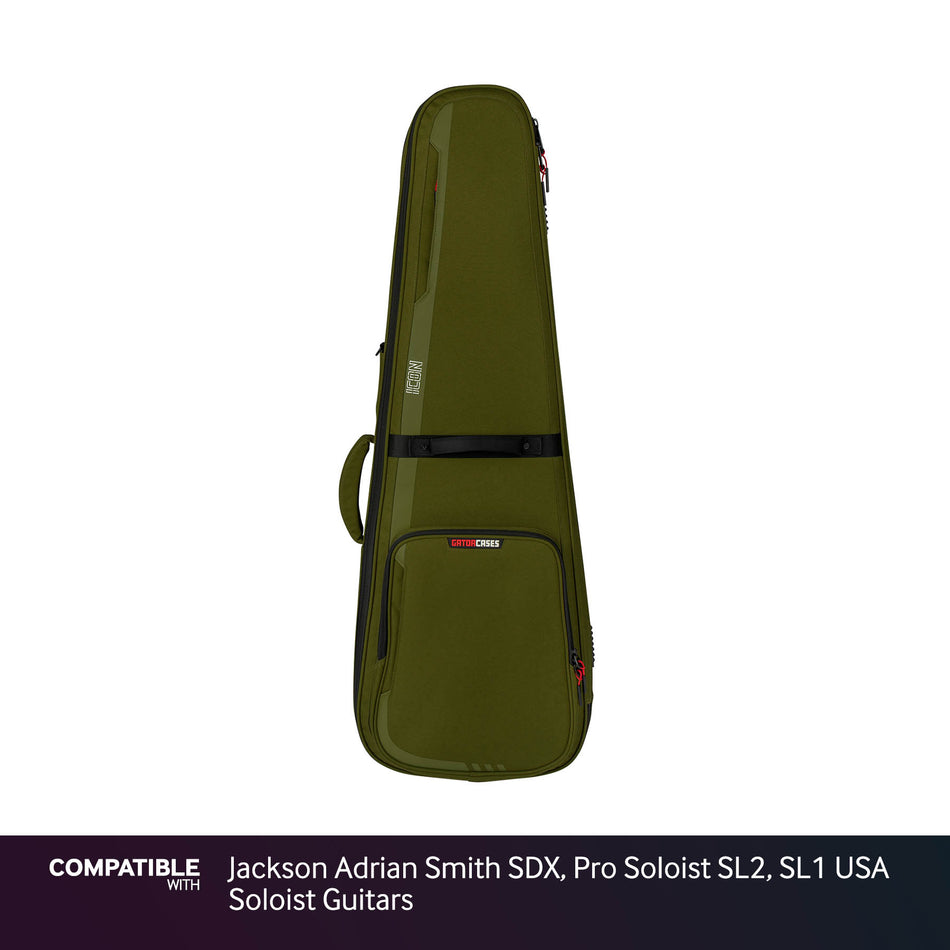 Gator Green ICON Case for Jackson Adrian Smith SDX, Pro Soloist SL2, SL1 USA Soloist Guitars