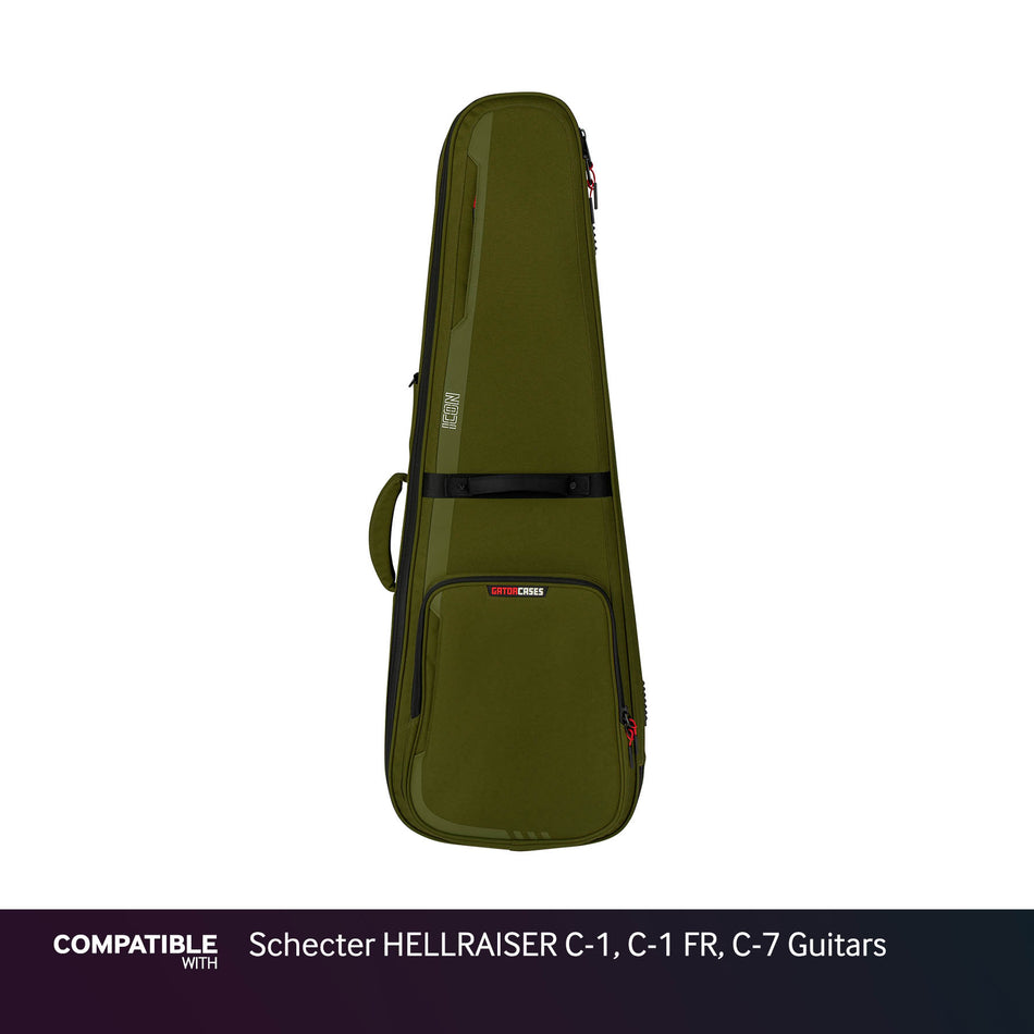Gator Green ICON Case for Schecter HELLRAISER C-1, C-1 FR, C-7 Guitars