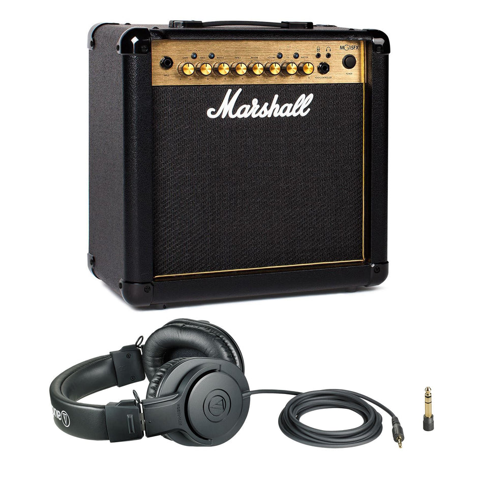 Marshall MG15GFX Combo Amplifier Bundle with Audio-Technica ATH-M20x Headphones