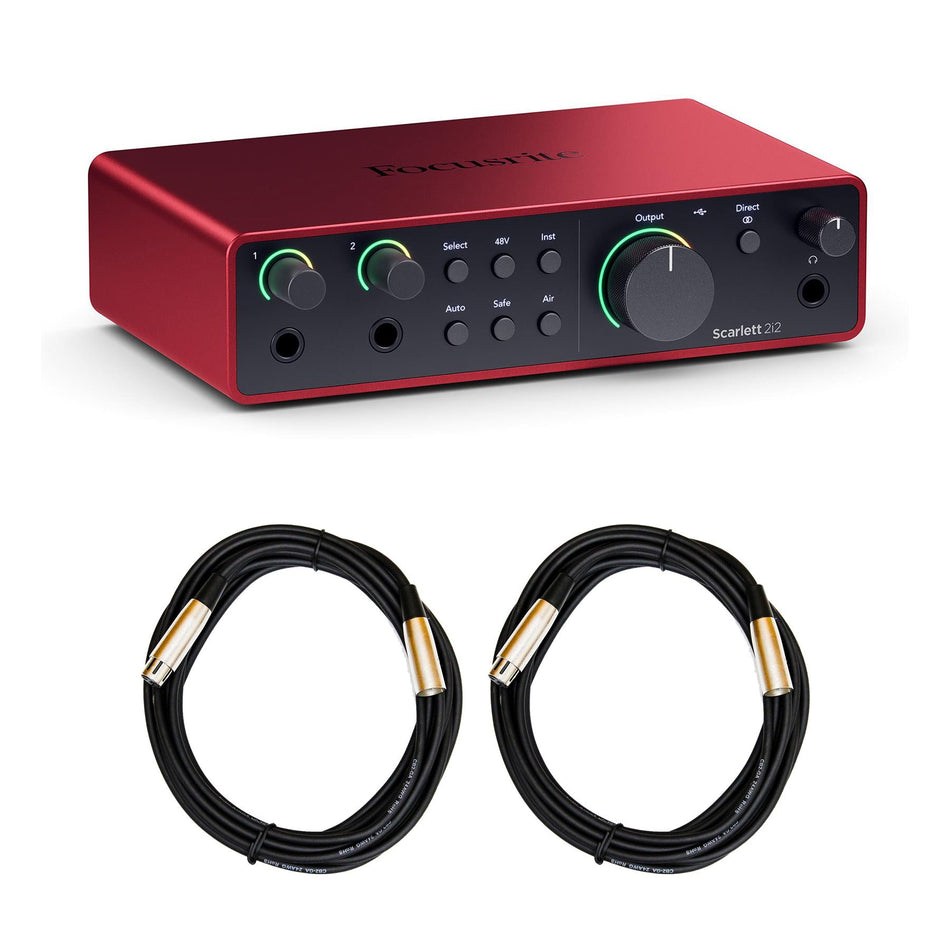 Focusrite Scarlett 2i2 (4th Gen) USB-C Audio Interface Bundle with XLR Cables