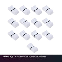 Set of 13 White Fader Caps for Mackie Onyx 1620, Onyx 1620i Mixers