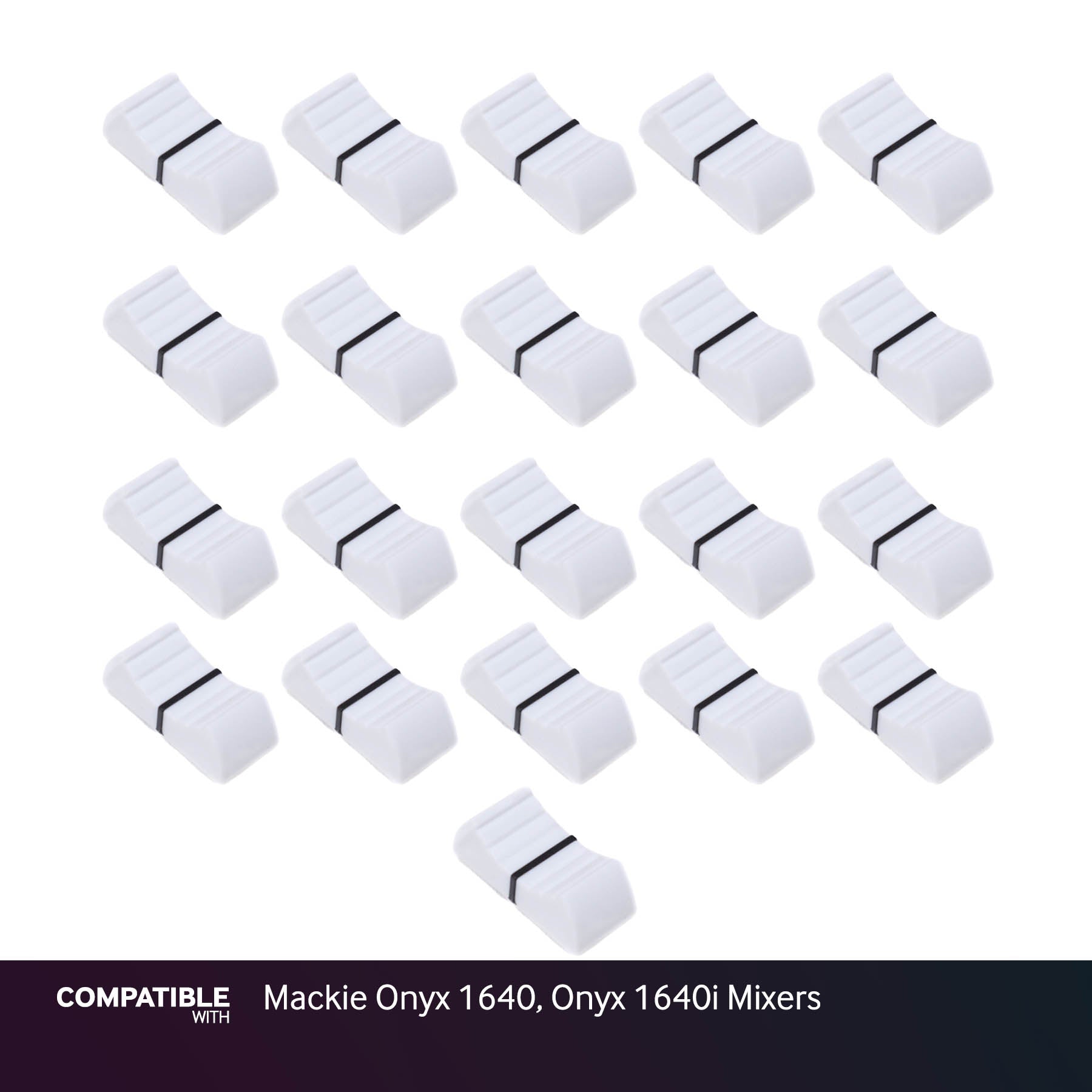 Set of 21 White Fader Caps for Mackie Onyx 1640, Onyx 1640i Mixers