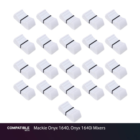 Set of 21 White Fader Caps for Mackie Onyx 1640, Onyx 1640i Mixers