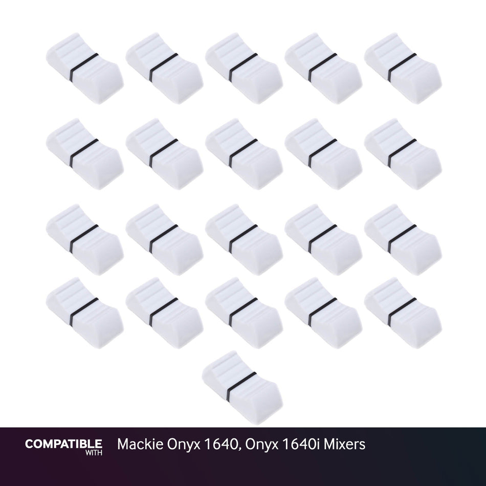 Set of 21 White Fader Caps for Mackie Onyx 1640, Onyx 1640i Mixers