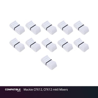 Set of 11 White Fader Caps for Mackie CFX12, CFX12 mkII Mixers