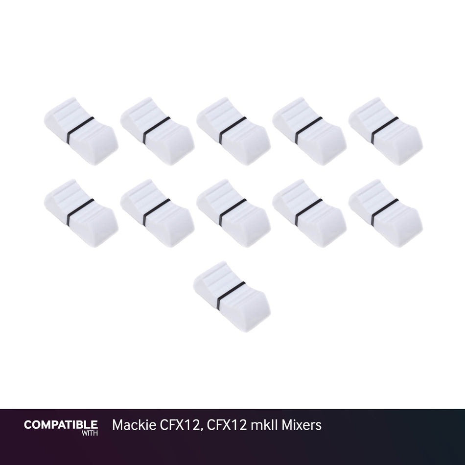 Set of 11 White Fader Caps for Mackie CFX12, CFX12 mkII Mixers