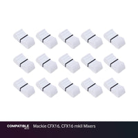 Set of 15 White Fader Caps for Mackie CFX16, CFX16 mkII Mixers