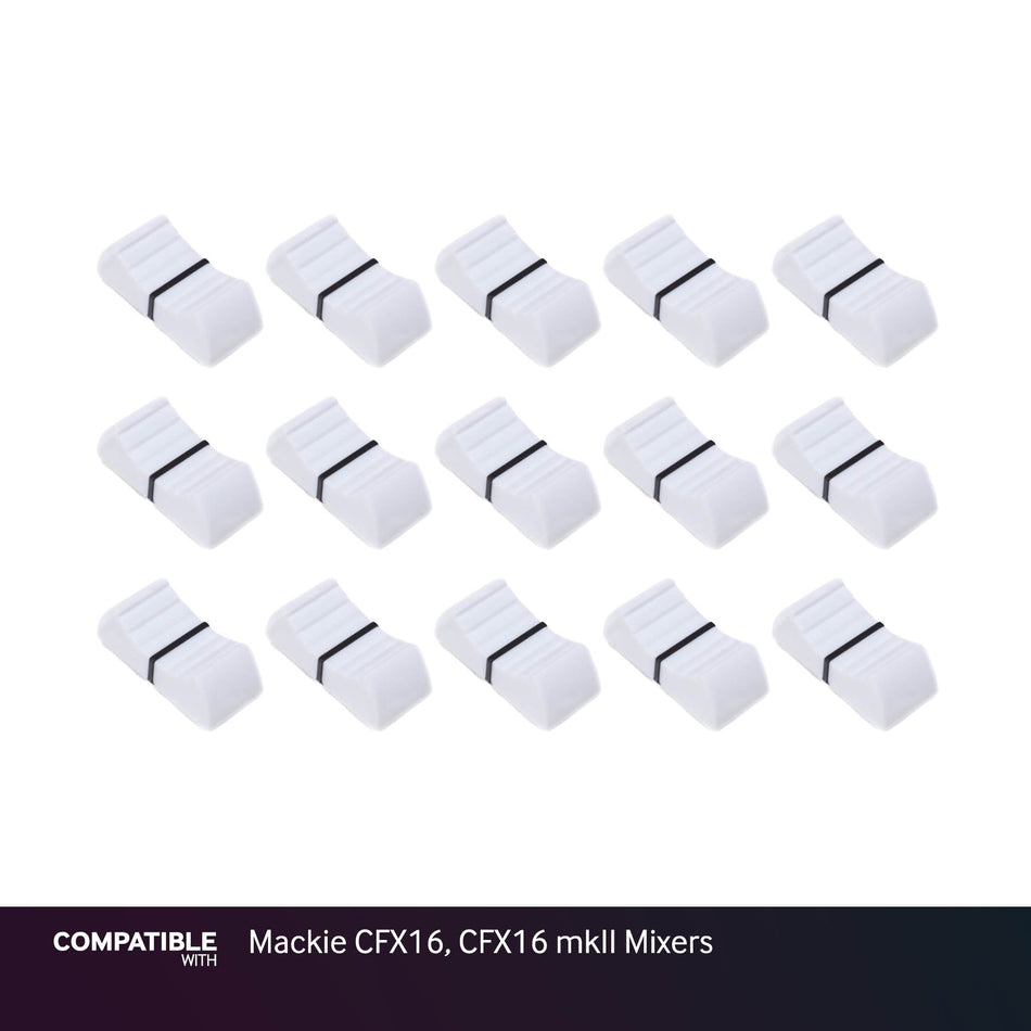 Set of 15 White Fader Caps for Mackie CFX16, CFX16 mkII Mixers