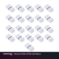 Set of 21 White Fader Caps for Mackie CFX20, CFX20 mkII Mixers