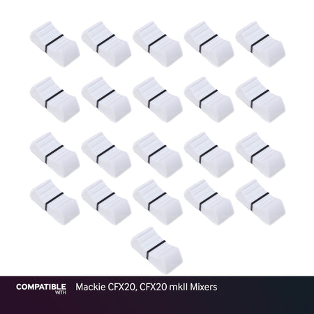 Set of 21 White Fader Caps for Mackie CFX20, CFX20 mkII Mixers