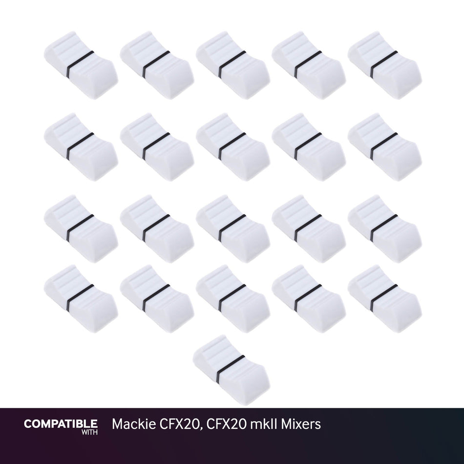 Set of 21 White Fader Caps for Mackie CFX20, CFX20 mkII Mixers