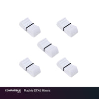 Set of 5 White Fader Caps for Mackie DFX6 Mixers