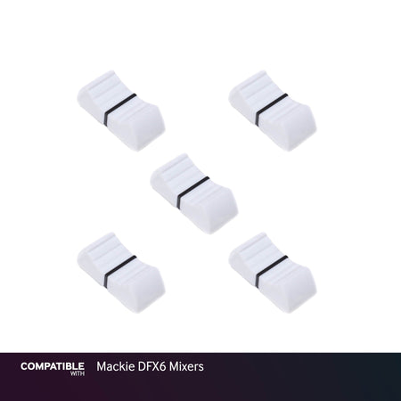 Set of 5 White Fader Caps for Mackie DFX6 Mixers