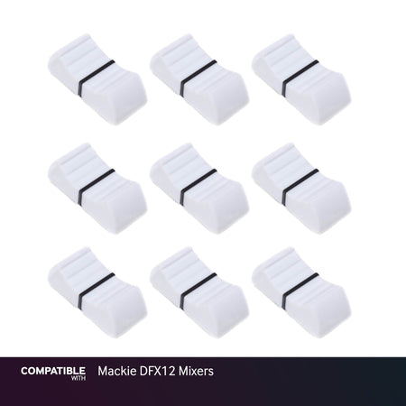 Set of 9 White Fader Caps for Mackie DFX12 Mixers