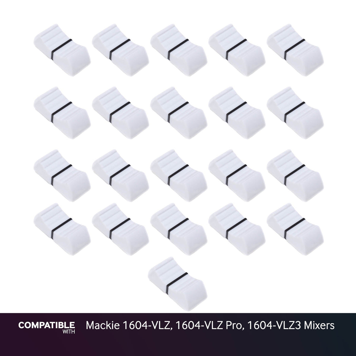 Set of 21 White Fader Caps for Mackie 1604-VLZ, 1604-VLZ Pro, 1604-VLZ3 Mixers