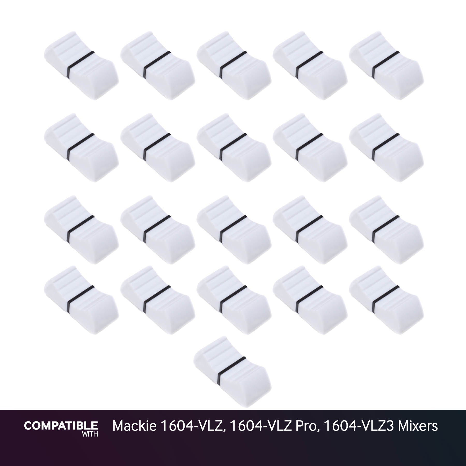 Set of 21 White Fader Caps for Mackie 1604-VLZ, 1604-VLZ Pro, 1604-VLZ3 Mixers