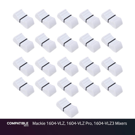 Set of 21 White Fader Caps for Mackie 1604-VLZ, 1604-VLZ Pro, 1604-VLZ3 Mixers