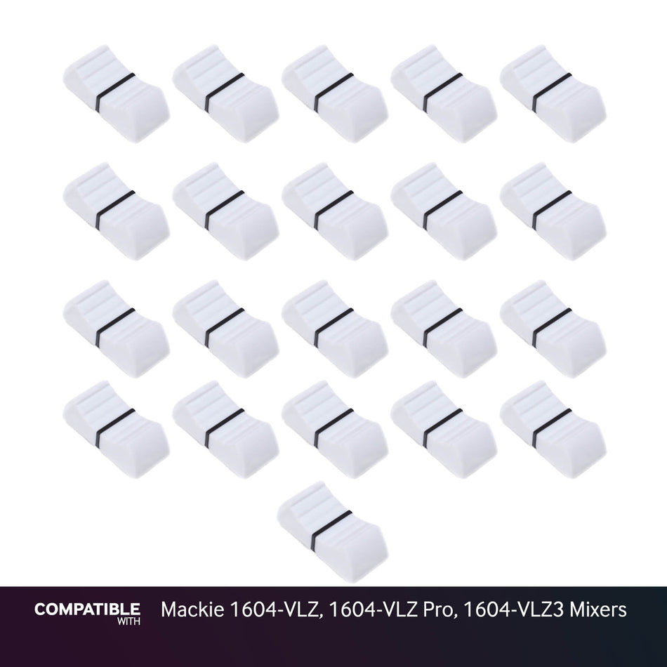 Set of 21 White Fader Caps for Mackie 1604-VLZ, 1604-VLZ Pro, 1604-VLZ3 Mixers