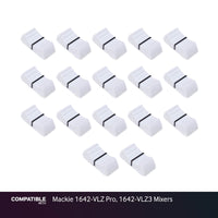 Set of 17 White Fader Caps for Mackie 1642-VLZ Pro, 1642-VLZ3 Mixers