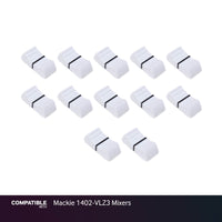 Set of 12 White Fader Caps for Mackie 1402-VLZ3 Mixers
