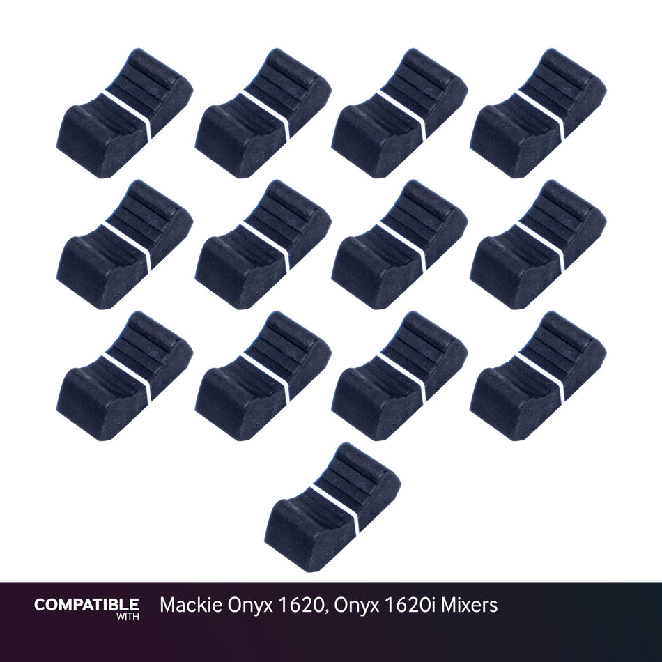 Set of 13 Black Fader Caps for Mackie Onyx 1620, Onyx 1620i Mixers
