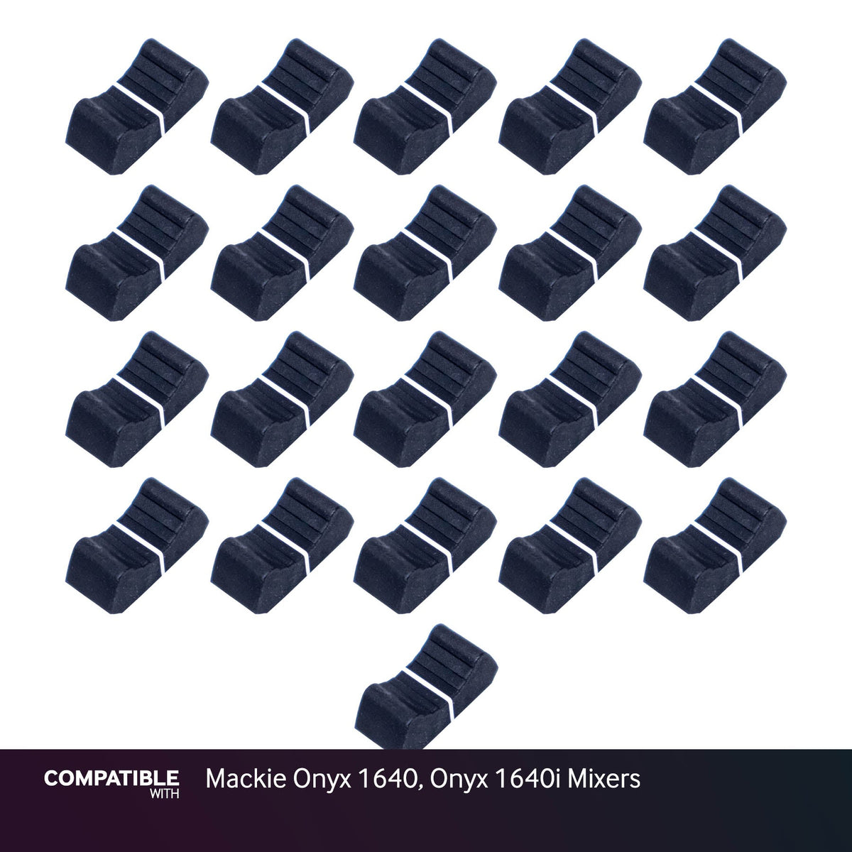 Set of 21 Black Fader Caps for Mackie Onyx 1640, Onyx 1640i Mixers