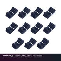 Set of 11 Black Fader Caps for Mackie CFX12, CFX12 mkII Mixers