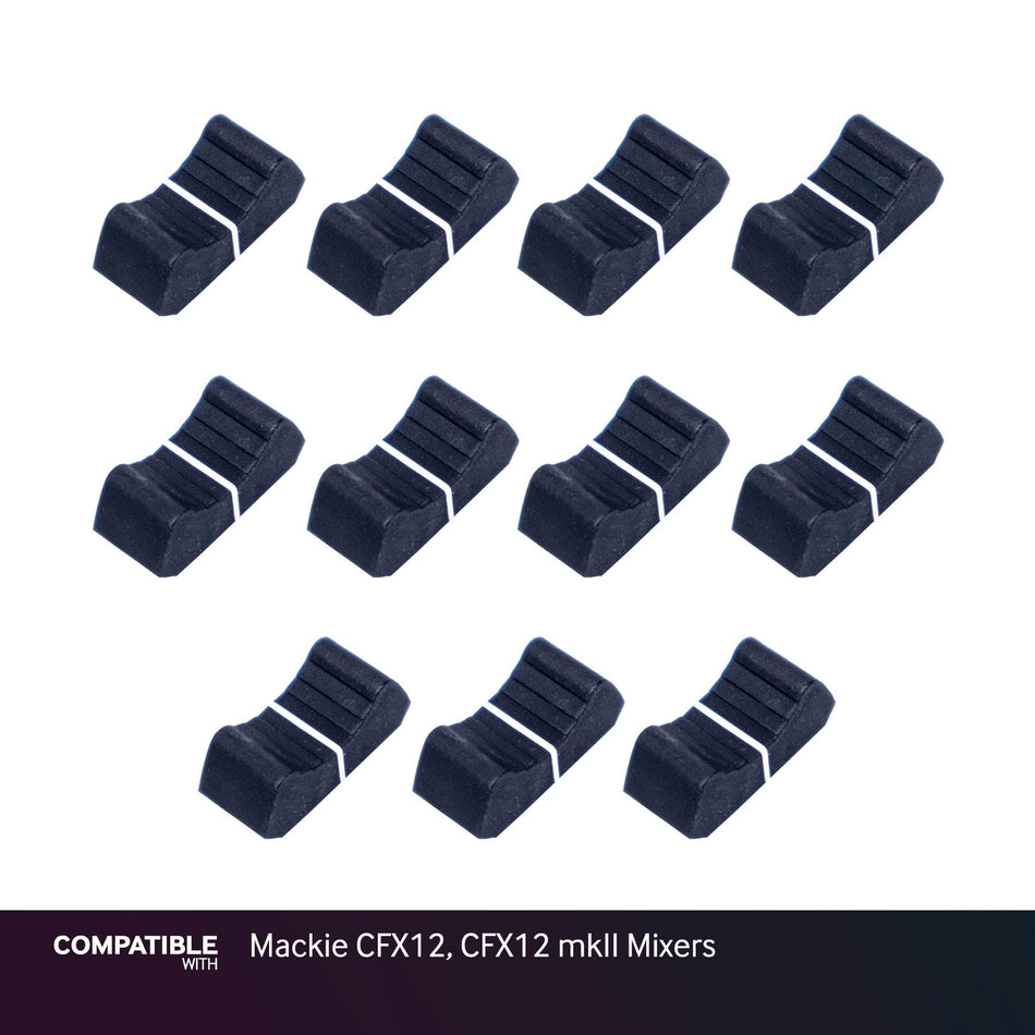 Set of 11 Black Fader Caps for Mackie CFX12, CFX12 mkII Mixers