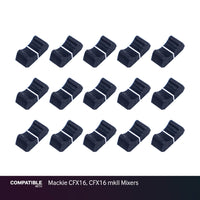 Set of 15 Black Fader Caps for Mackie CFX16, CFX16 mkII Mixers