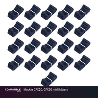 Set of 21 Black Fader Caps for Mackie CFX20, CFX20 mkII Mixers