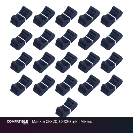 Set of 21 Black Fader Caps for Mackie CFX20, CFX20 mkII Mixers