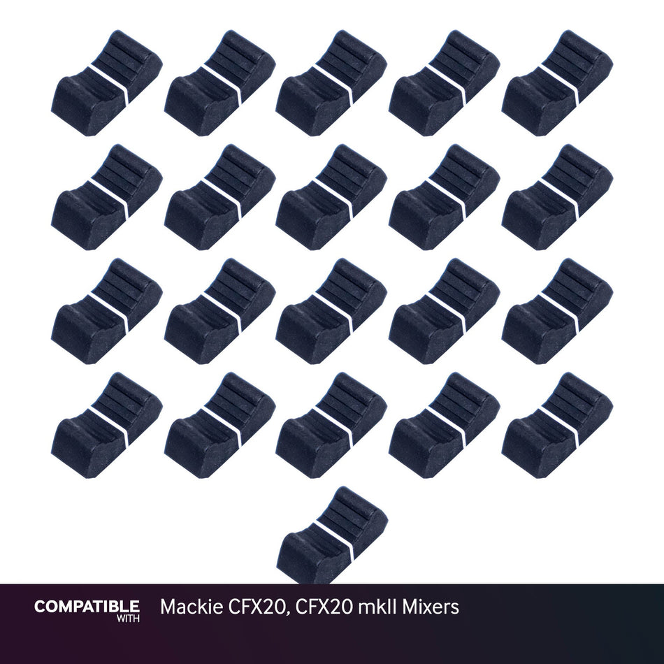 Set of 21 Black Fader Caps for Mackie CFX20, CFX20 mkII Mixers