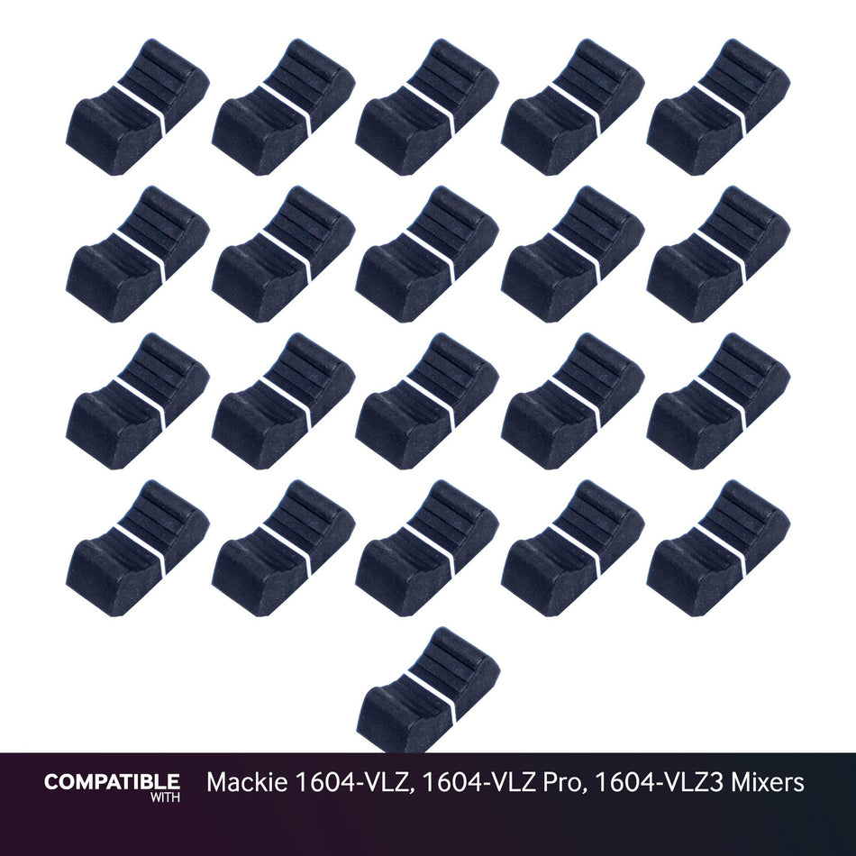 Set of 21 Black Fader Caps for Mackie 1604-VLZ, 1604-VLZ Pro, 1604-VLZ3 Mixers