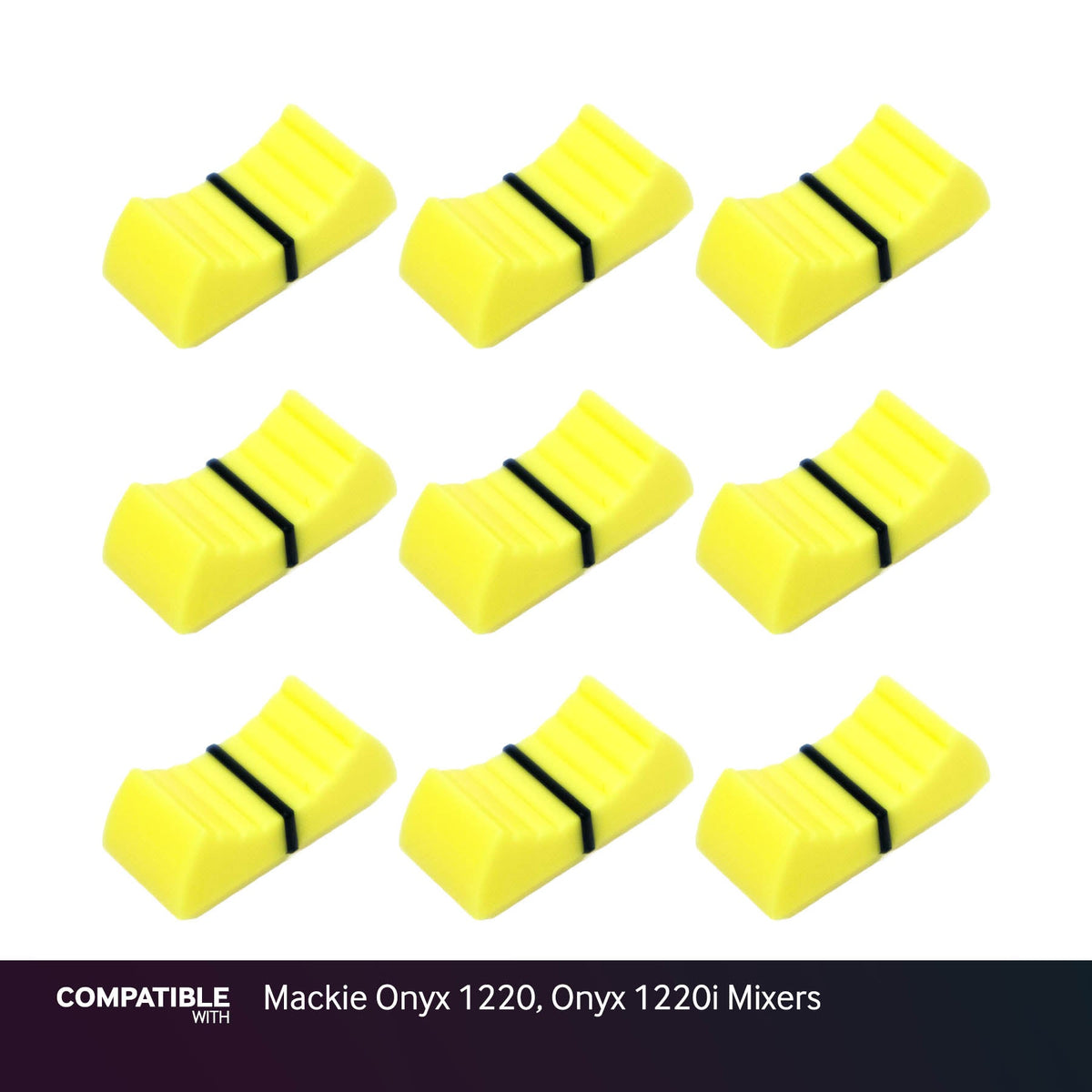 Set of 9 Yellow Fader Caps for Mackie Onyx 1220, Onyx 1220i Mixers
