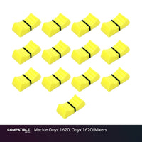 Set of 13 Yellow Fader Caps for Mackie Onyx 1620, Onyx 1620i Mixers