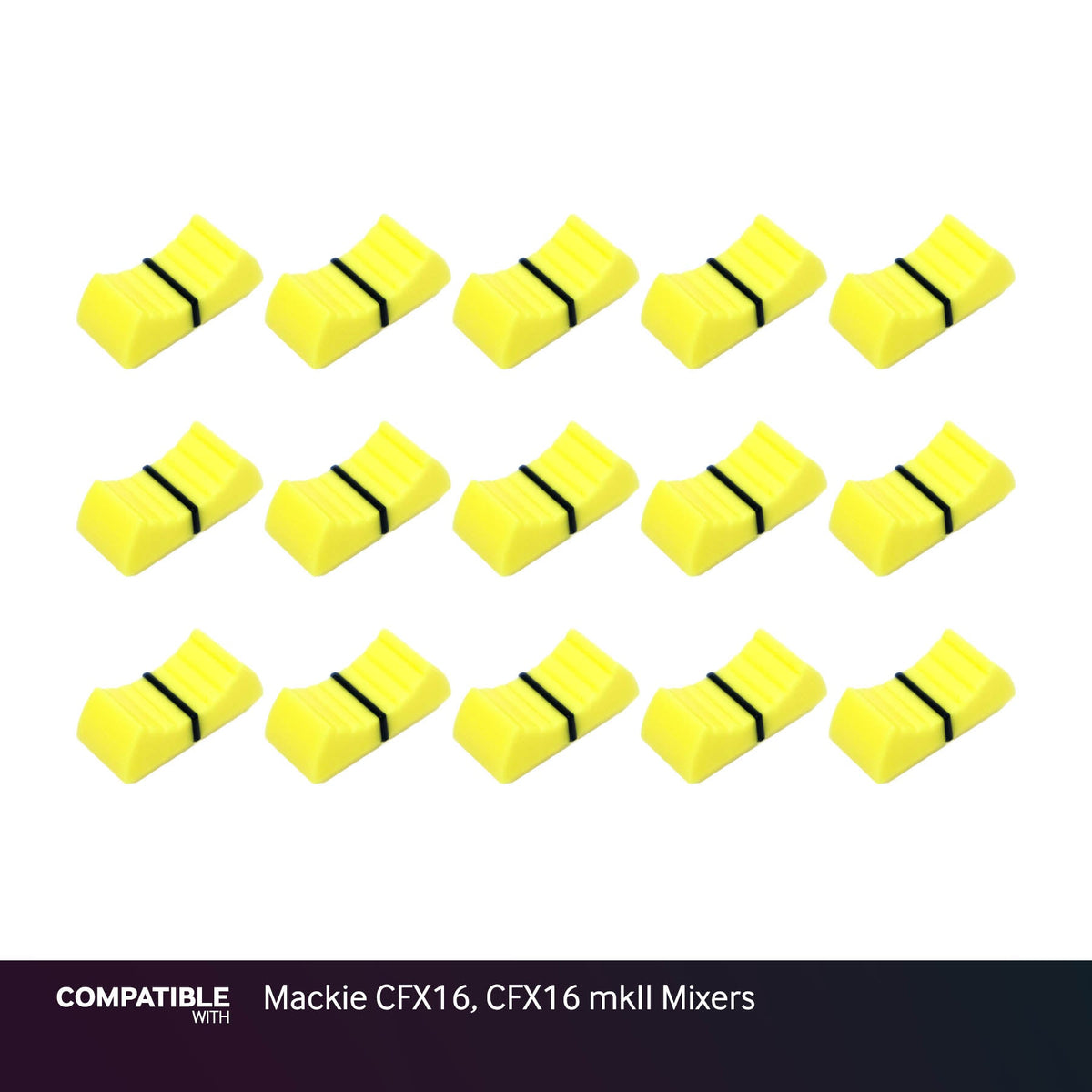 Set of 15 Yellow Fader Caps for Mackie CFX16, CFX16 mkII Mixers