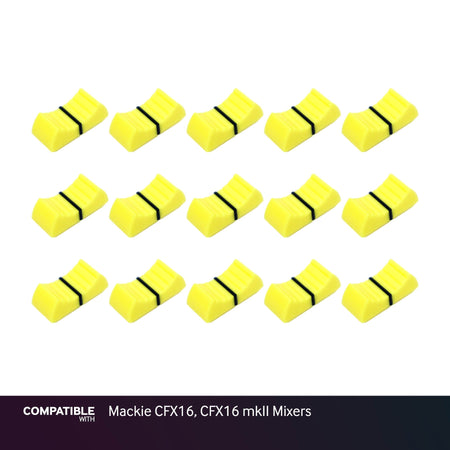 Set of 15 Yellow Fader Caps for Mackie CFX16, CFX16 mkII Mixers