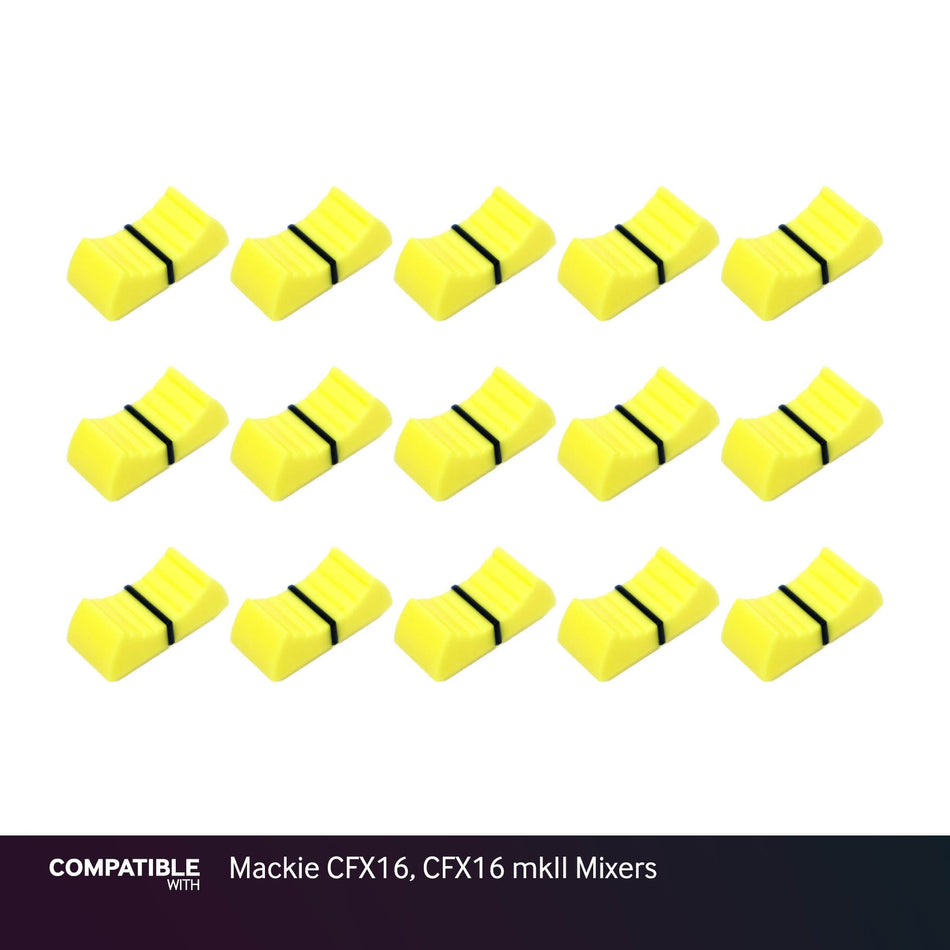 Set of 15 Yellow Fader Caps for Mackie CFX16, CFX16 mkII Mixers