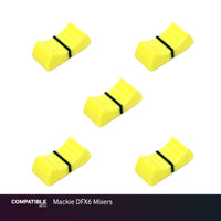 Set of 5 Yellow Fader Caps for Mackie DFX6 Mixers