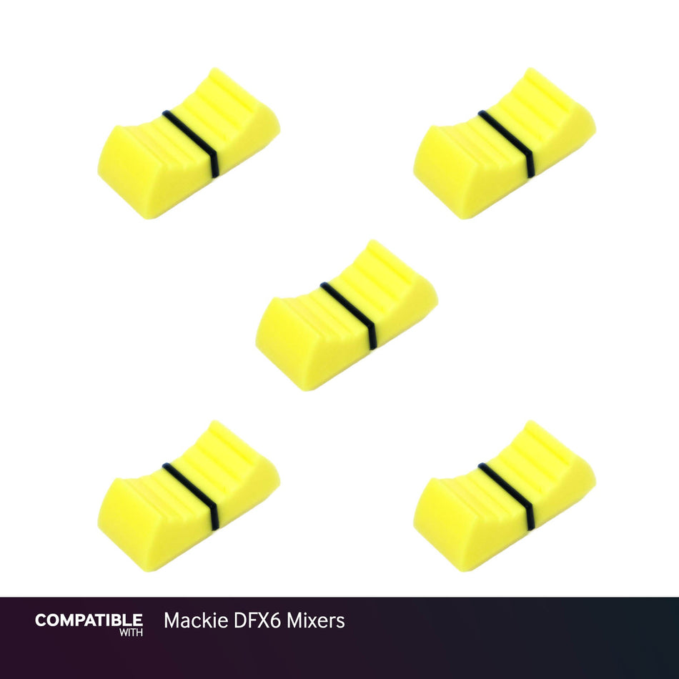 Set of 5 Yellow Fader Caps for Mackie DFX6 Mixers