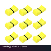 Set of 9 Yellow Fader Caps for Mackie DFX12 Mixers