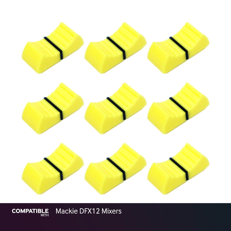 Set of 9 Yellow Fader Caps for Mackie DFX12 Mixers