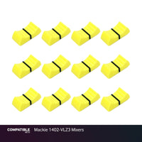 Set of 12 Yellow Fader Caps for Mackie 1402-VLZ3 Mixers