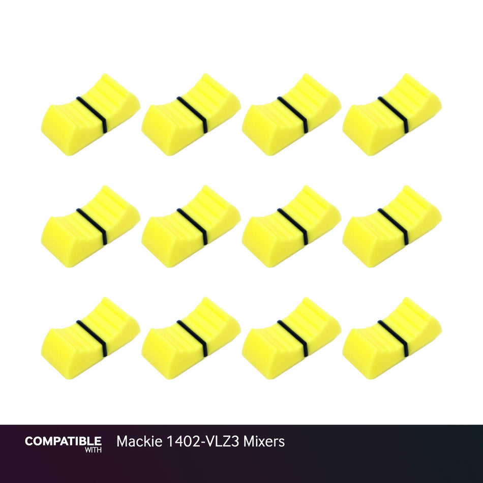 Set of 12 Yellow Fader Caps for Mackie 1402-VLZ3 Mixers