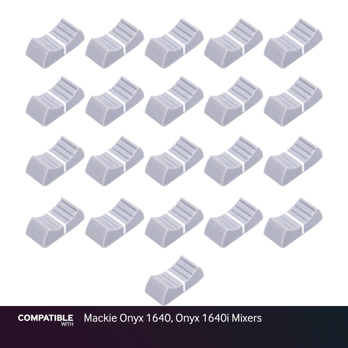 Set of 21 Light Gray Fader Caps for Mackie Onyx 1640, Onyx 1640i Mixers