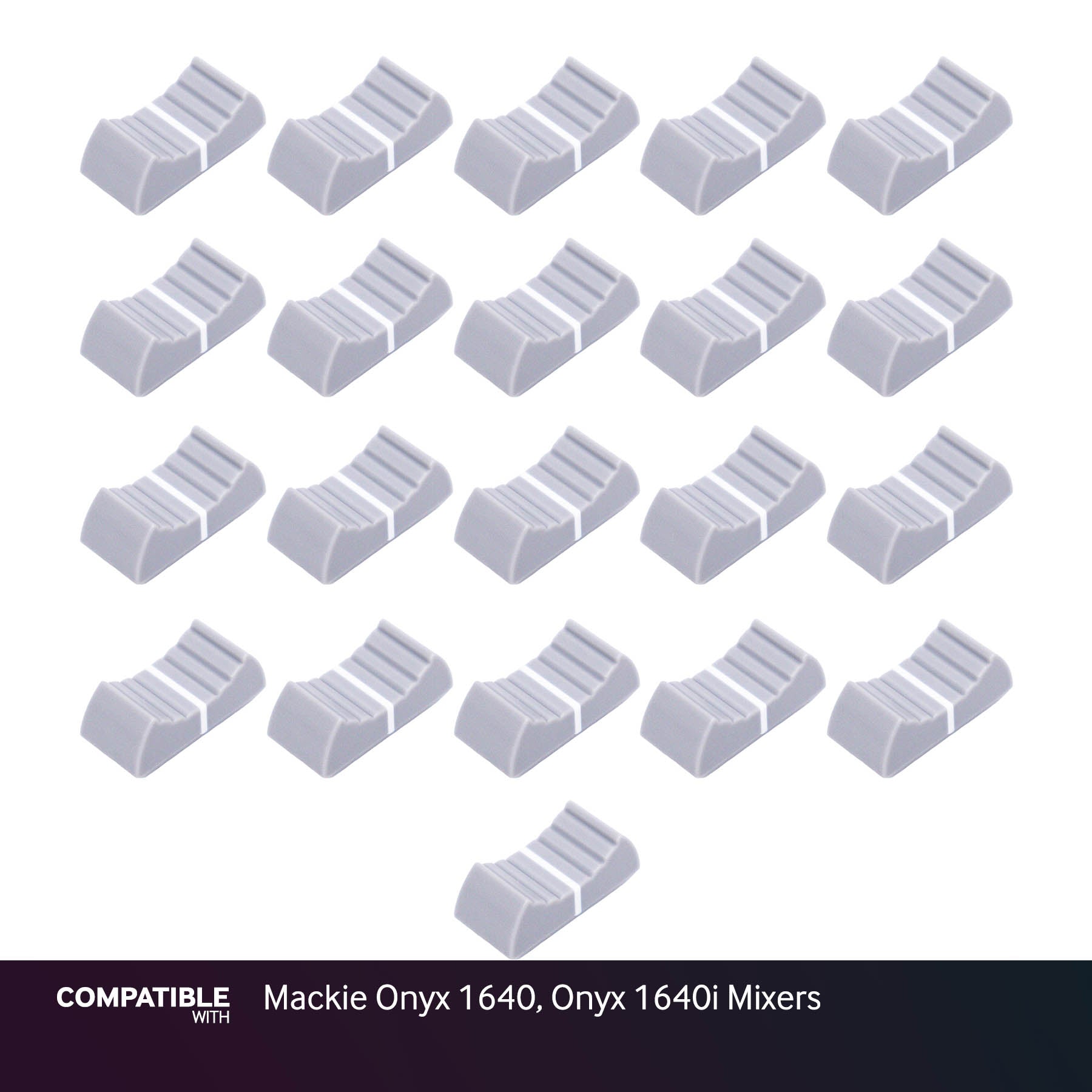 Set of 21 Light Gray Fader Caps for Mackie Onyx 1640, Onyx 1640i Mixers