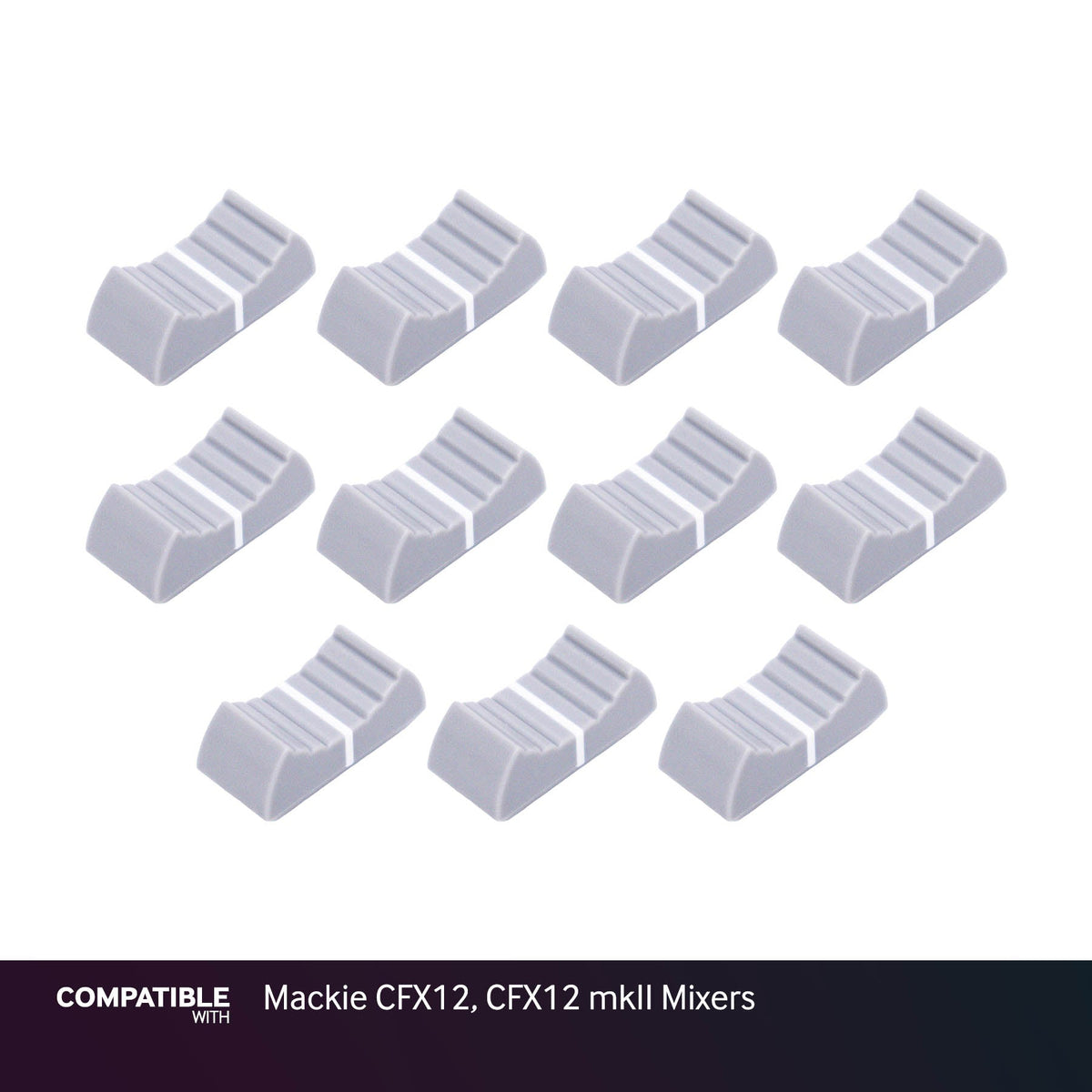 Set of 11 Light Gray Fader Caps for Mackie CFX12, CFX12 mkII Mixers