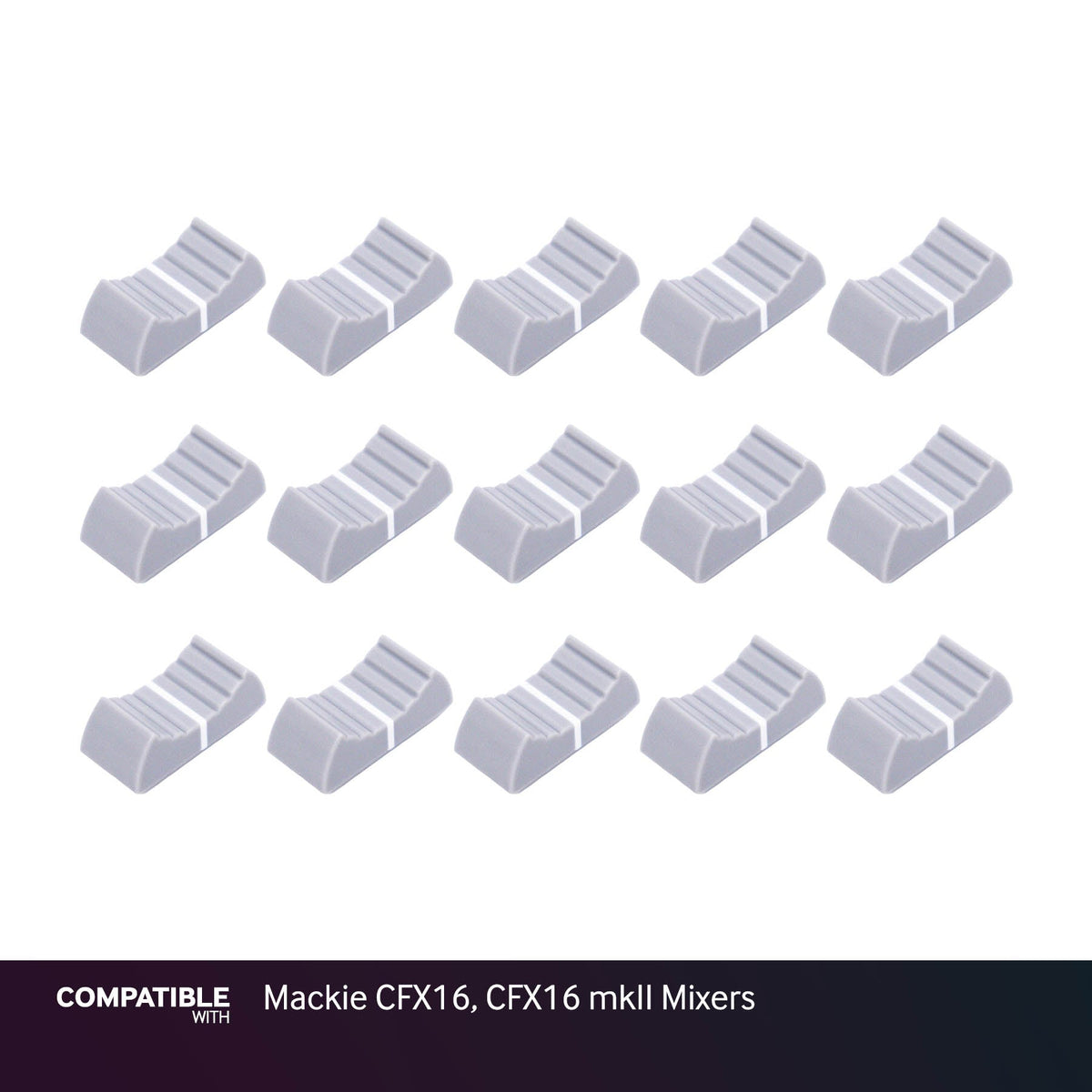 Set of 15 Light Gray Fader Caps for Mackie CFX16, CFX16 mkII Mixers