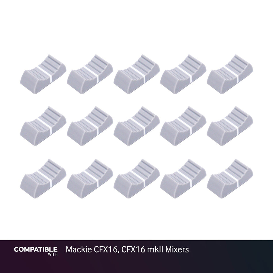 Set of 15 Light Gray Fader Caps for Mackie CFX16, CFX16 mkII Mixers