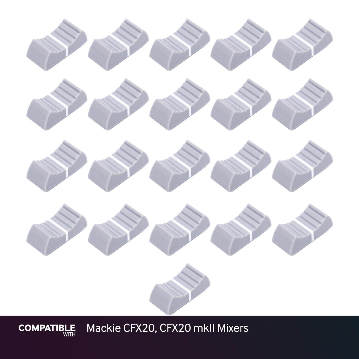 Set of 21 Light Gray Fader Caps for Mackie CFX20, CFX20 mkII Mixers